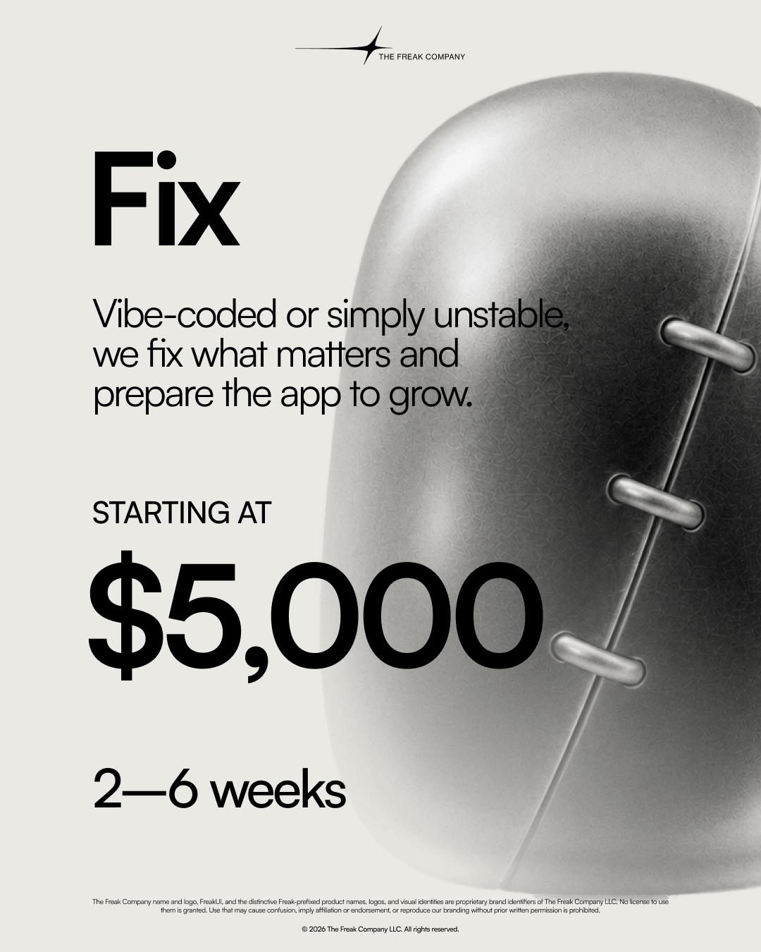 Fix package card describing repair of an unstable or vibe-coded application.