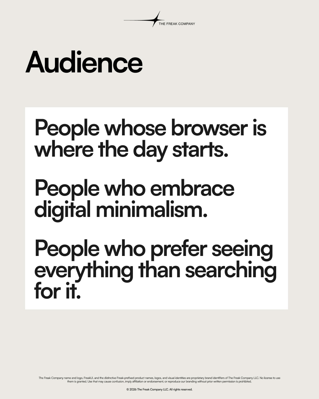 Tinypad audience slide describing browser-first routines, digital minimalism and visible organisation.